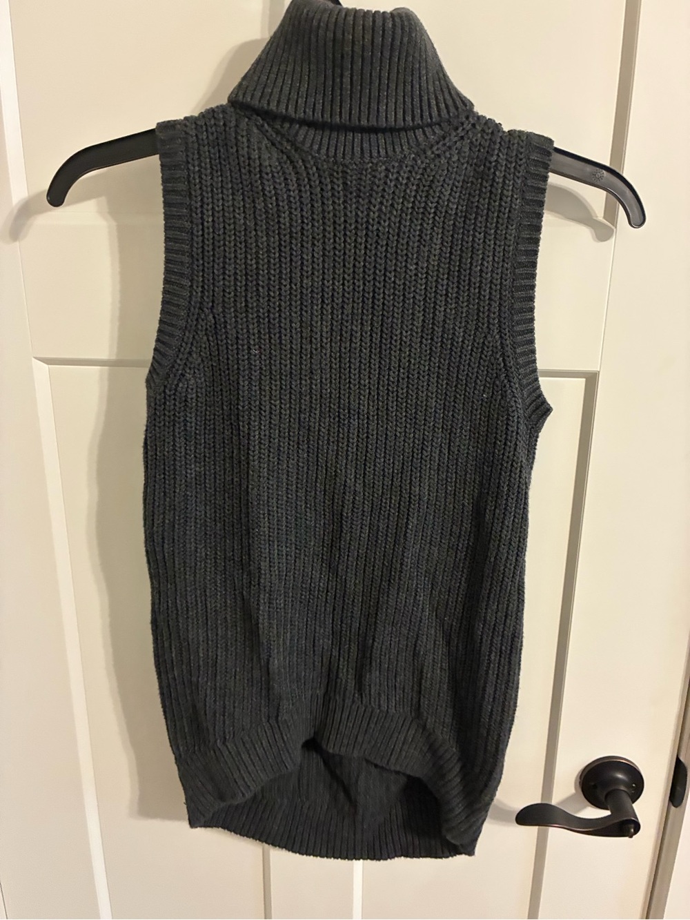 Michael Kors Charcoal Ribbed Sleeveless Turtleneck Sweater Vest